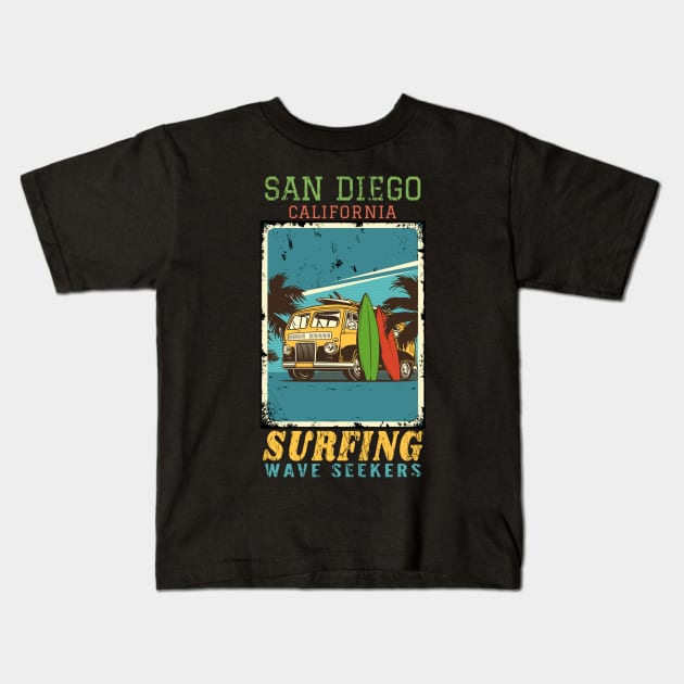 San Diego Surf Kids T-Shirt by Kams_store